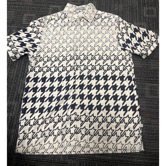 TED BAKER London Men's Shirt Black/White Stars S/S Linen/Cotton Size 3/US Medium - Picture 2 of 13